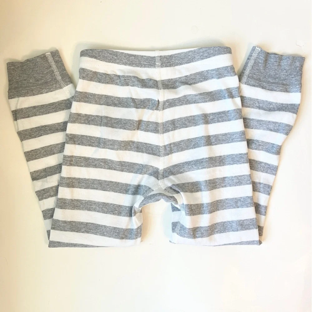 Hanna Andersson Gray and White Striped Pima Cotton Pajama Set